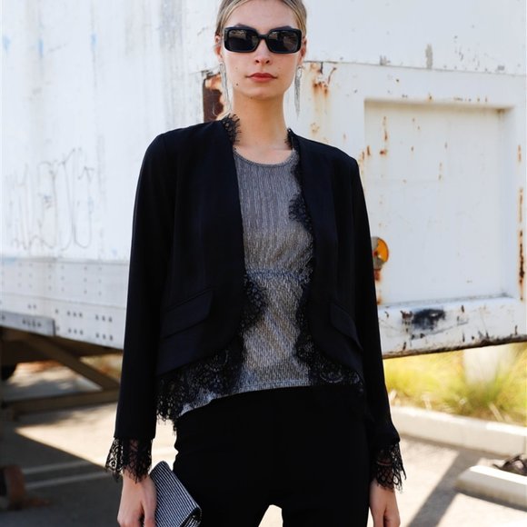 Black Lace Inset Jacket - Picture 1 of 5
